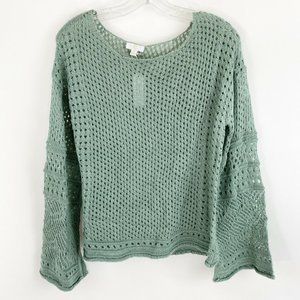 Charming Charlie Green Open Knit Boho Sweater S